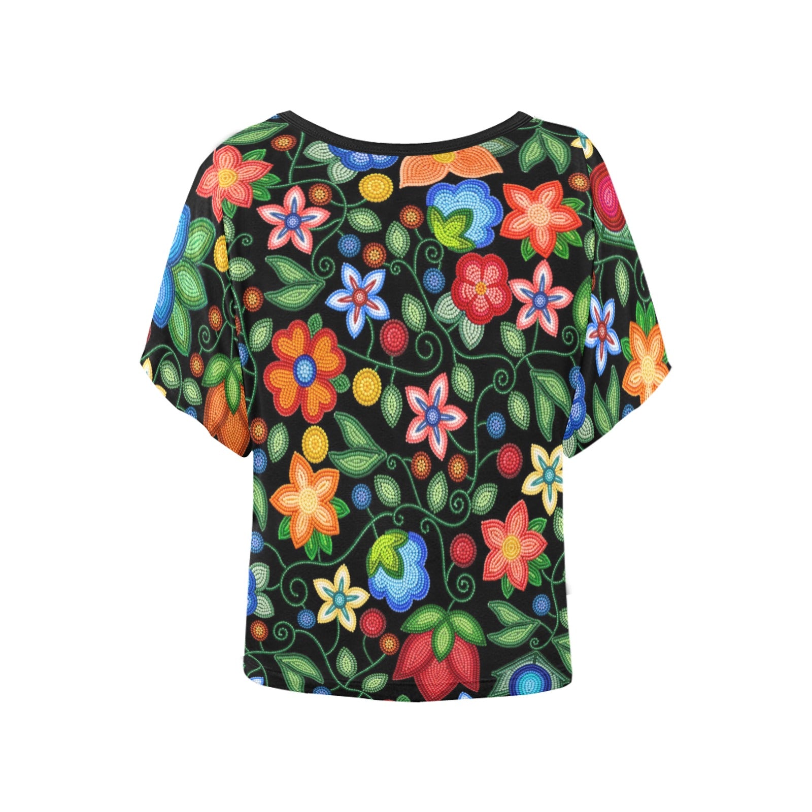 Morning Harmony Black Women's Batwing-Sleeved Blouse T-shirt