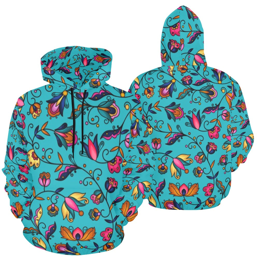 Copper Prairie Petals Turquoise Hoodie for Men (USA Size)