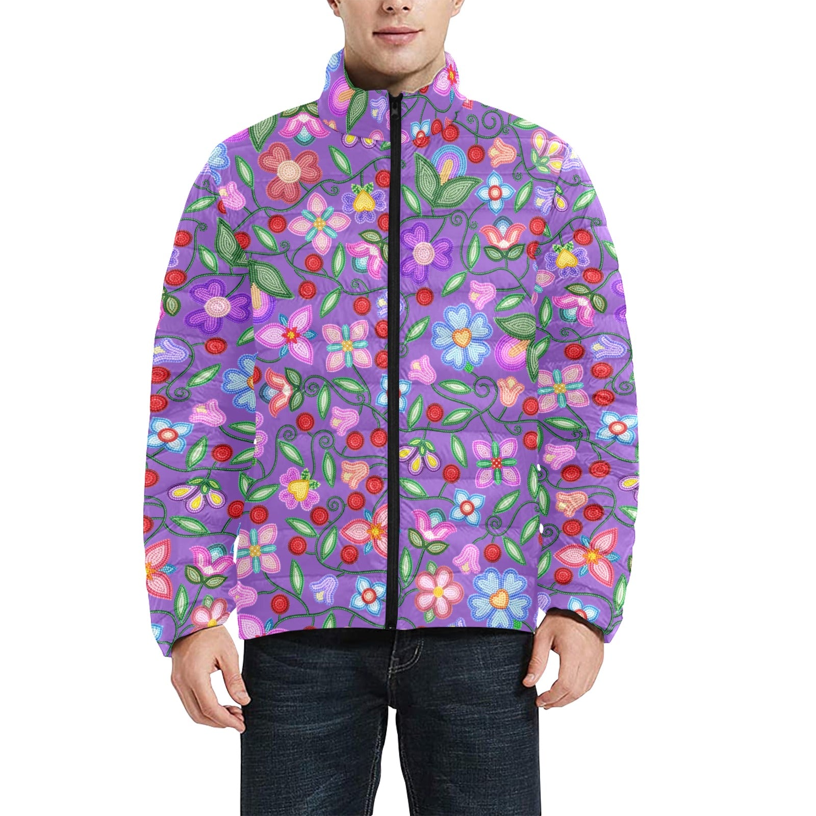 Petal Harmony Lavender Men's Padded Jacket