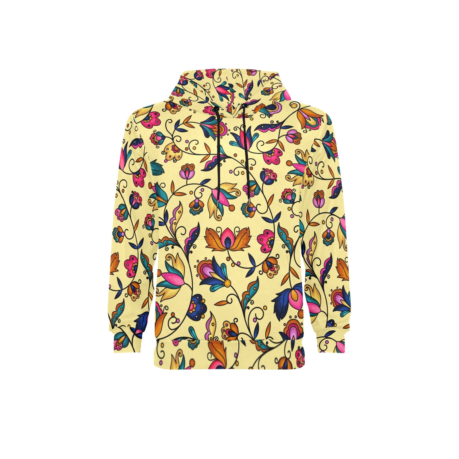Copper Prairie Petals Yellow Men's Long Sleeve Fleece Hoodie