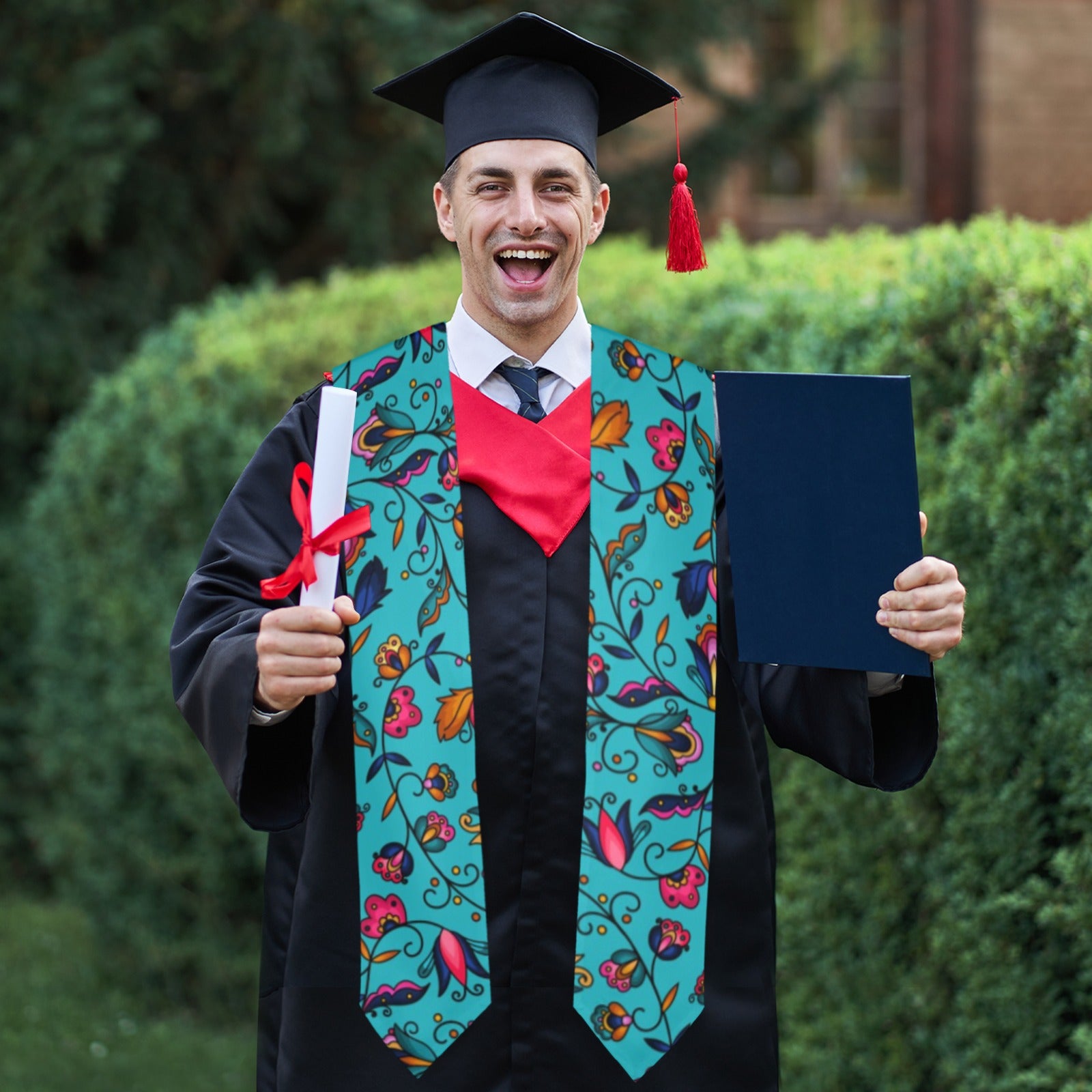 Copper Prairie Petals Turquoise Graduation Stole