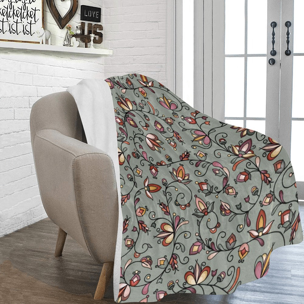 Burnt Sky Petals Green Ultra-Soft Micro Fleece Blanket 60"x80"