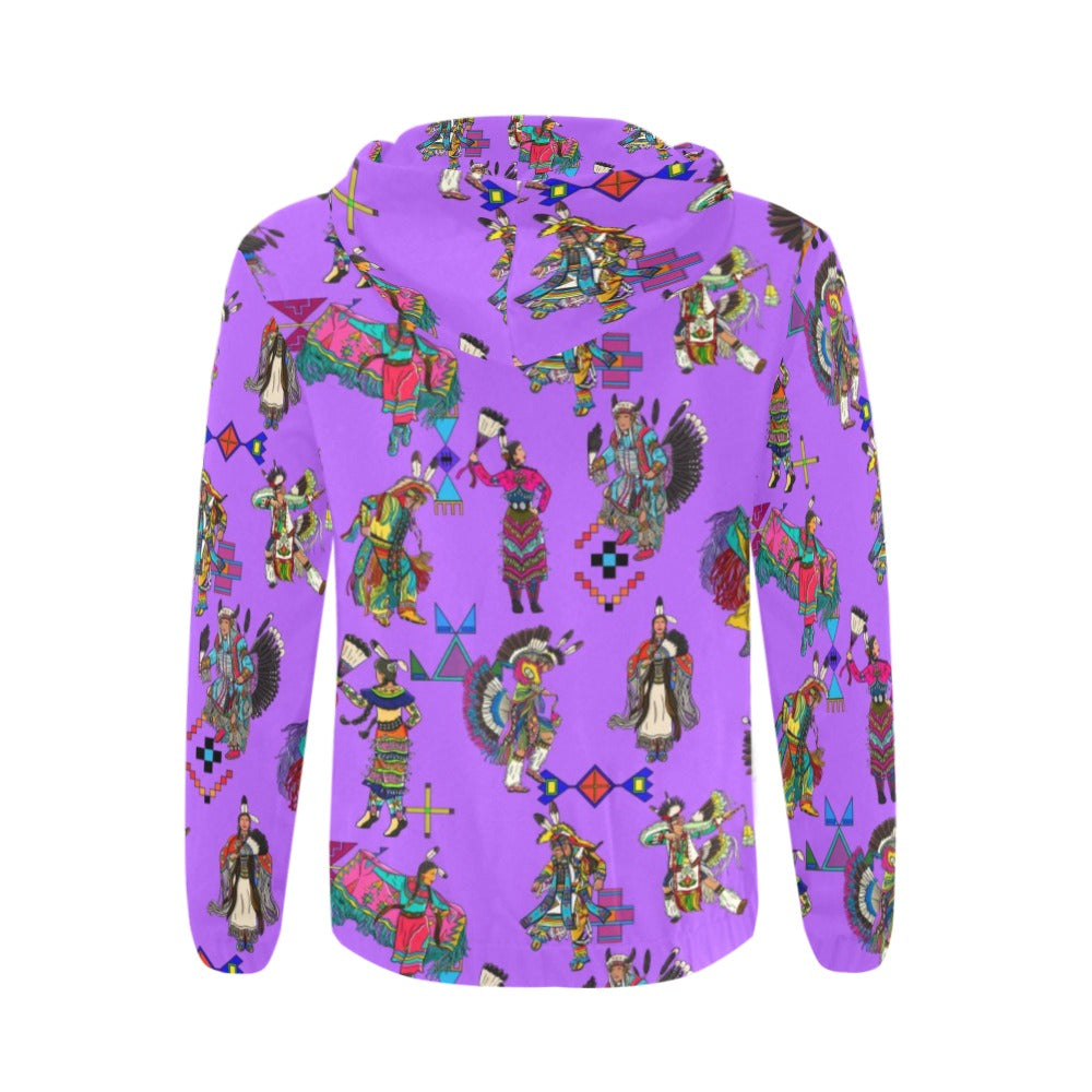 Grand Entry Dancers Purple Men's Zipper Hoodie