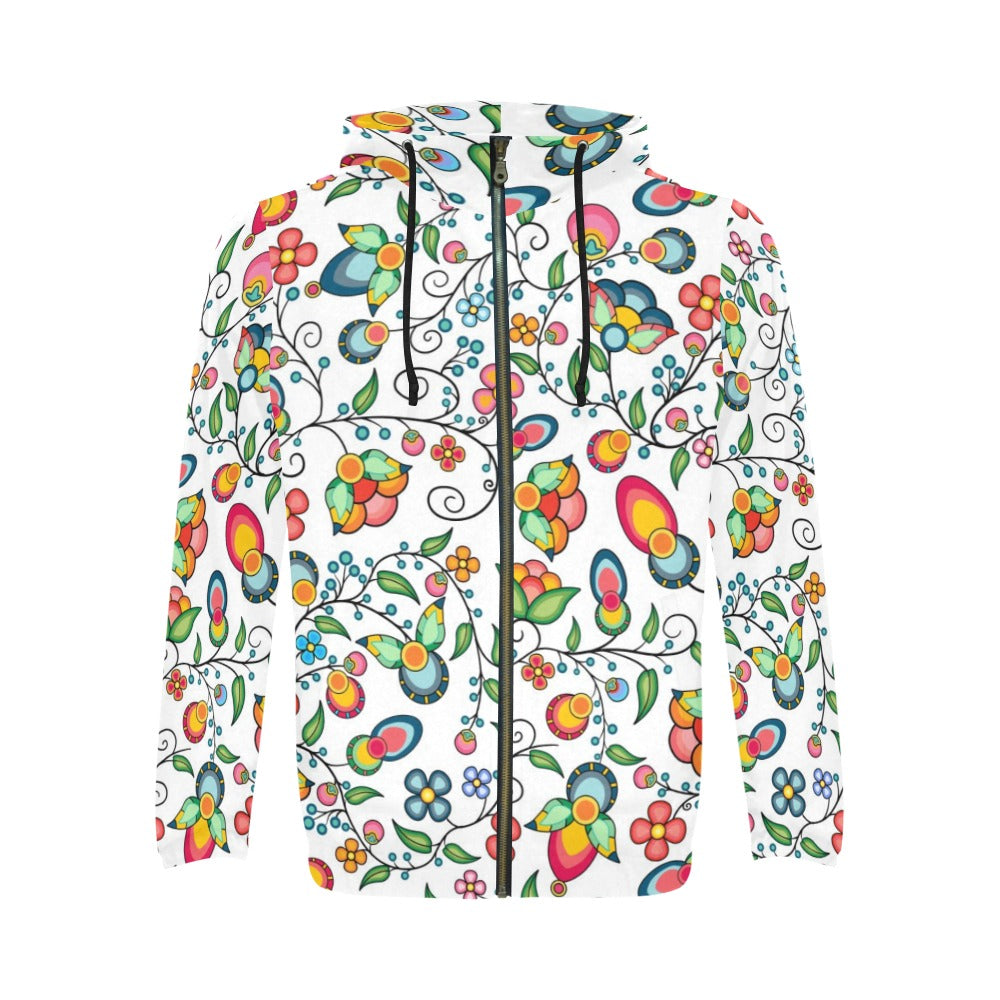 Floral Bounty White Men's Zipper Hoodie