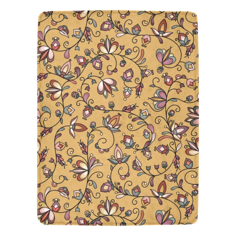 Burnt Sky Petals Gold Ultra-Soft Micro Fleece Blanket 60"x80"