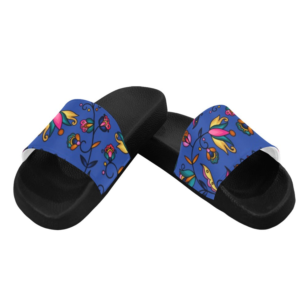 Copper Prairie Petals Blue Men's Slide Sandals