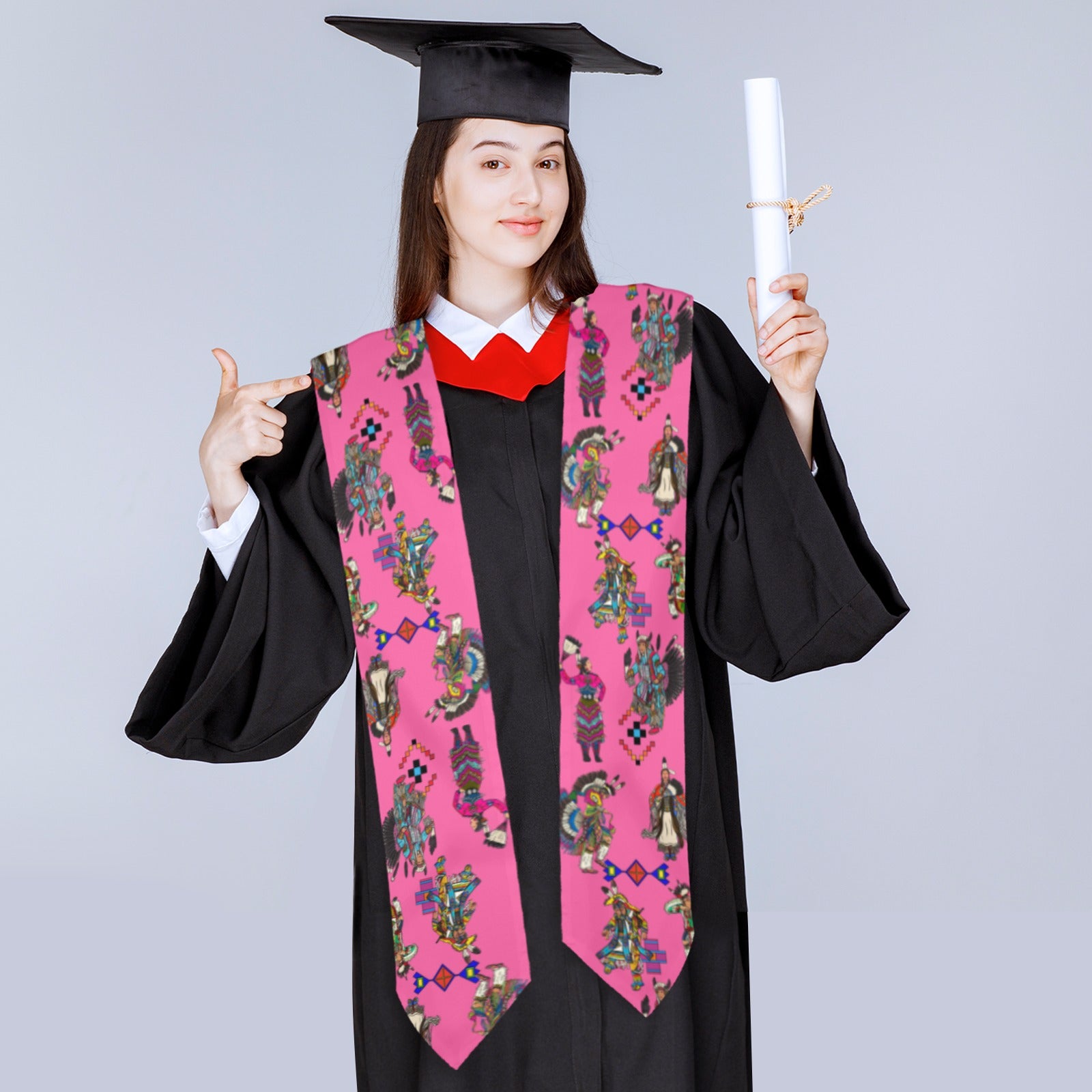 Grand Entry Dancer Pink Graduation Stole