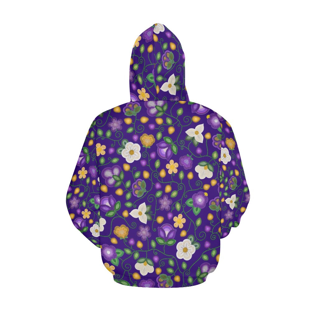 Midnight Moss Bloom Aubergine All Over Print Hoodie for Women (USA Size)