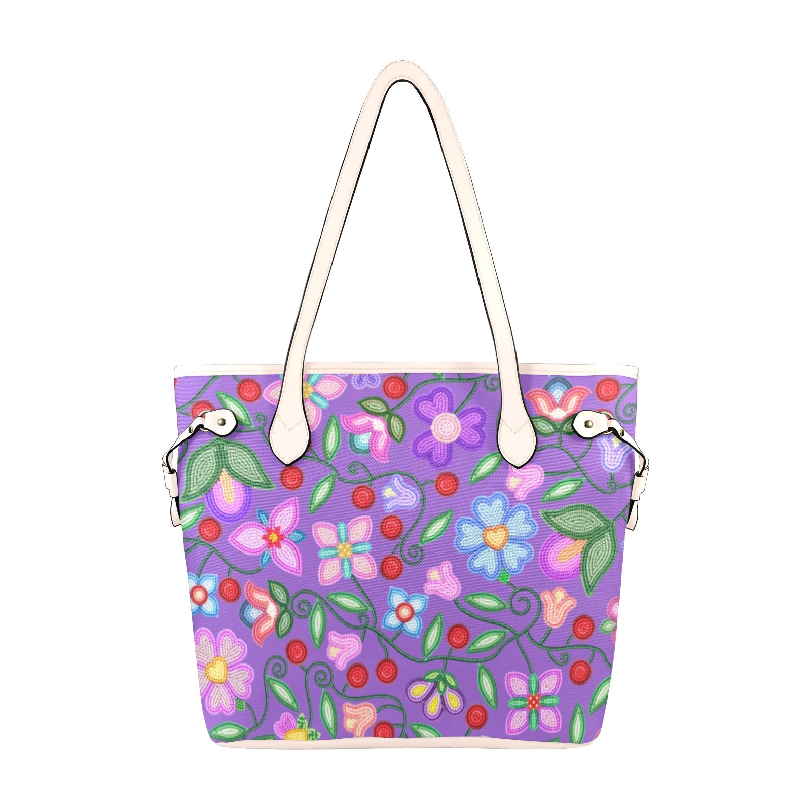 Petal Harmony Lavender Clover Canvas Tote Bag