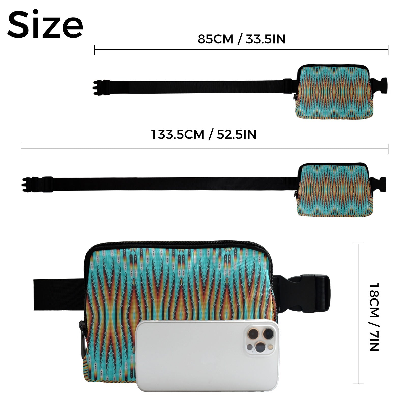 Fire Feather Turquoise Belt Bag