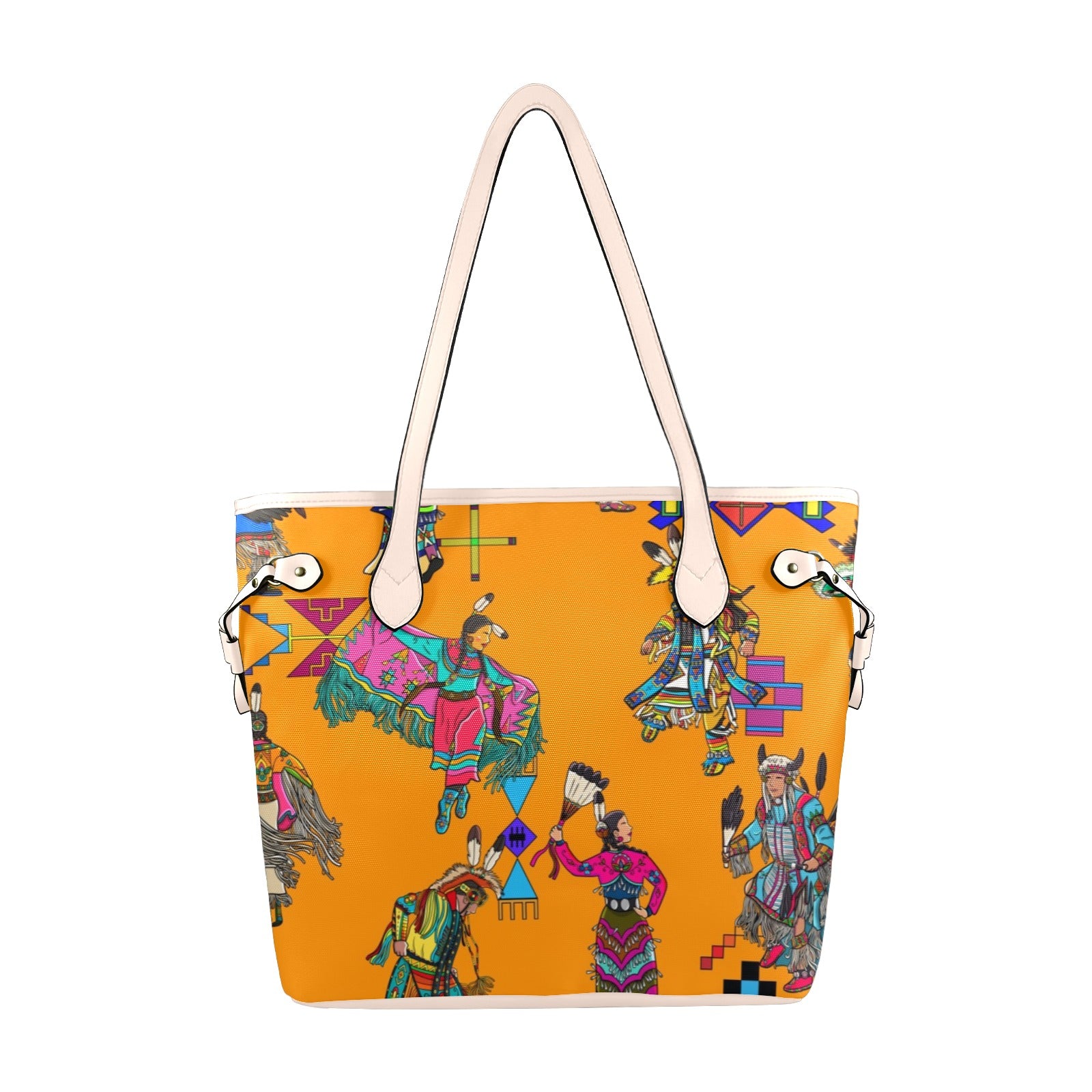 Grand Entry Dancers Orange Clover Canvas Tote Bag
