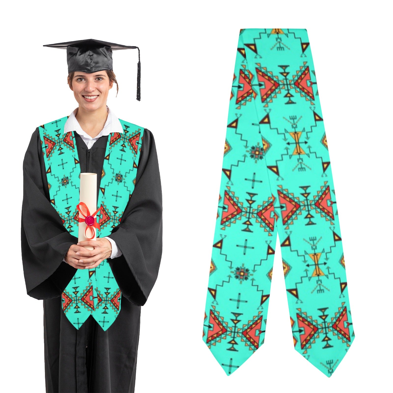 Thunder Flight Turquoise Graduation Stole