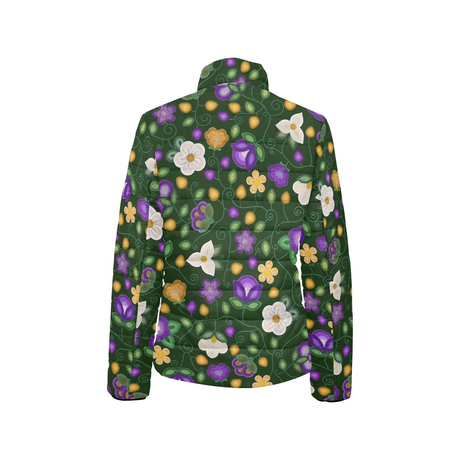Midnight Moss Bloom Forest Women's Stand Collar Padded Jacket