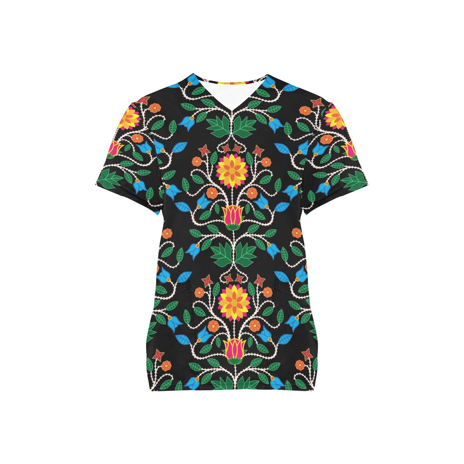 Floral Beadwork Four Clans Scrub Top