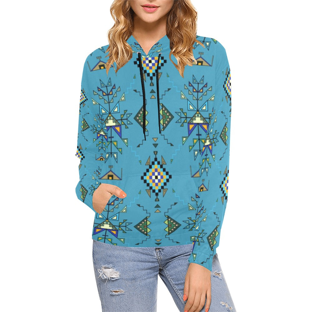 Bear Shield Blue Hoodie for Women (USA Size)