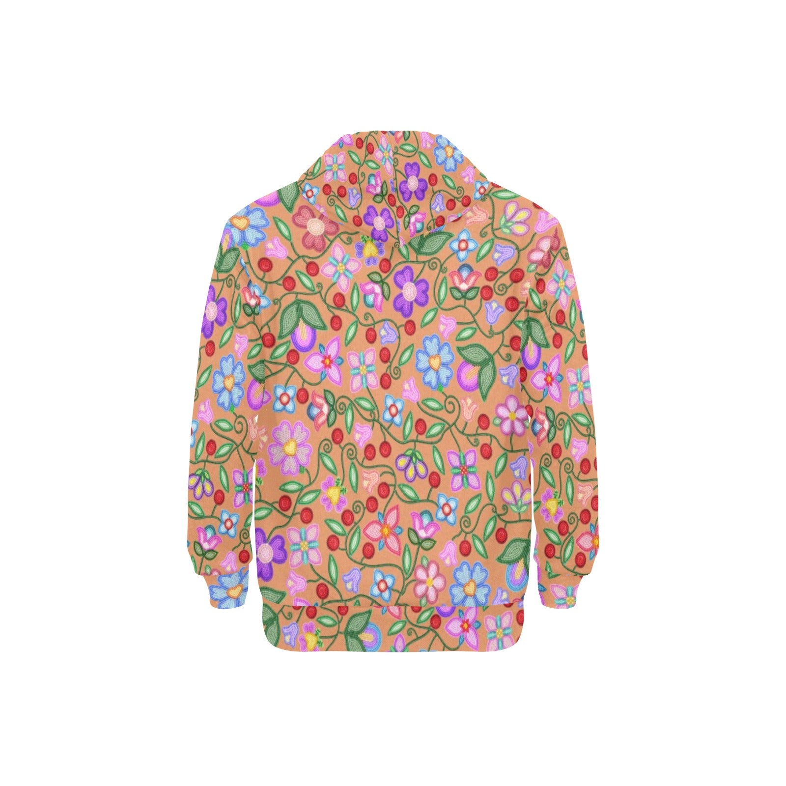 Petal Harmony Terracotta Men's Long Sleeve Fleece Hoodie
