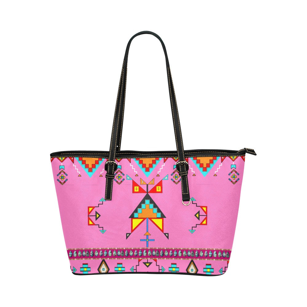 Sentinel of the Plains Pink Leather Tote Bag/Large