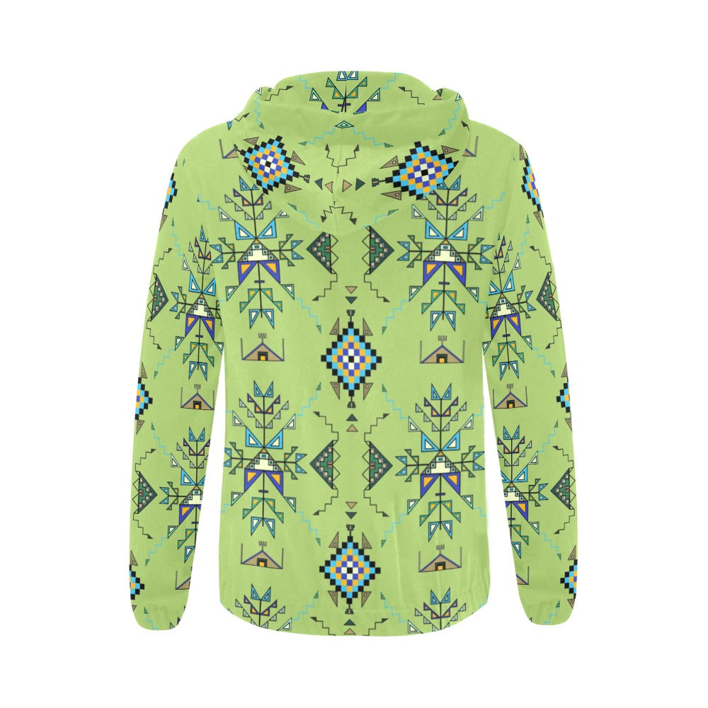 Bear Shield Green Full Zip Hoodie for Women