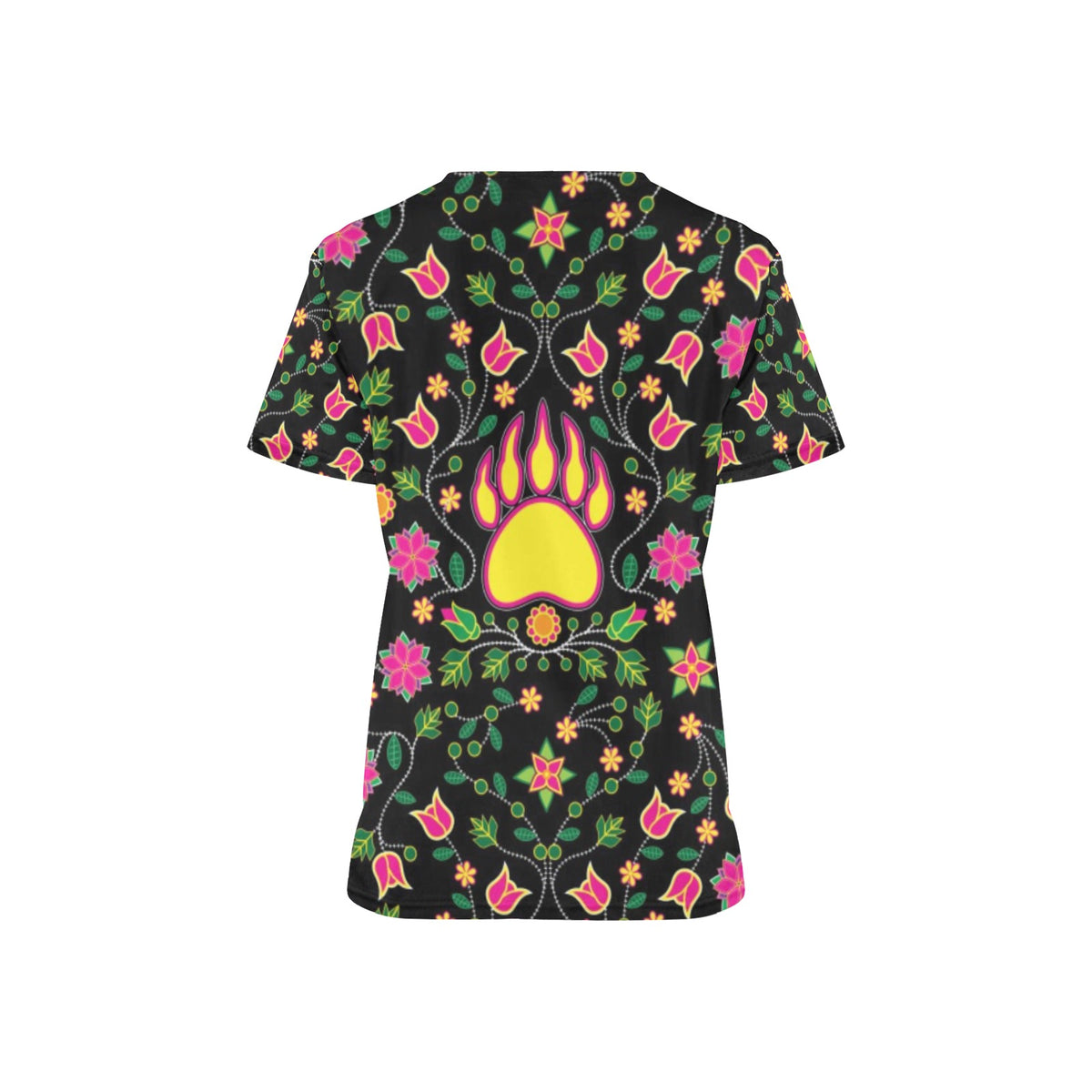 Floral Bearpaw Pink and Yellow Scrub Top
