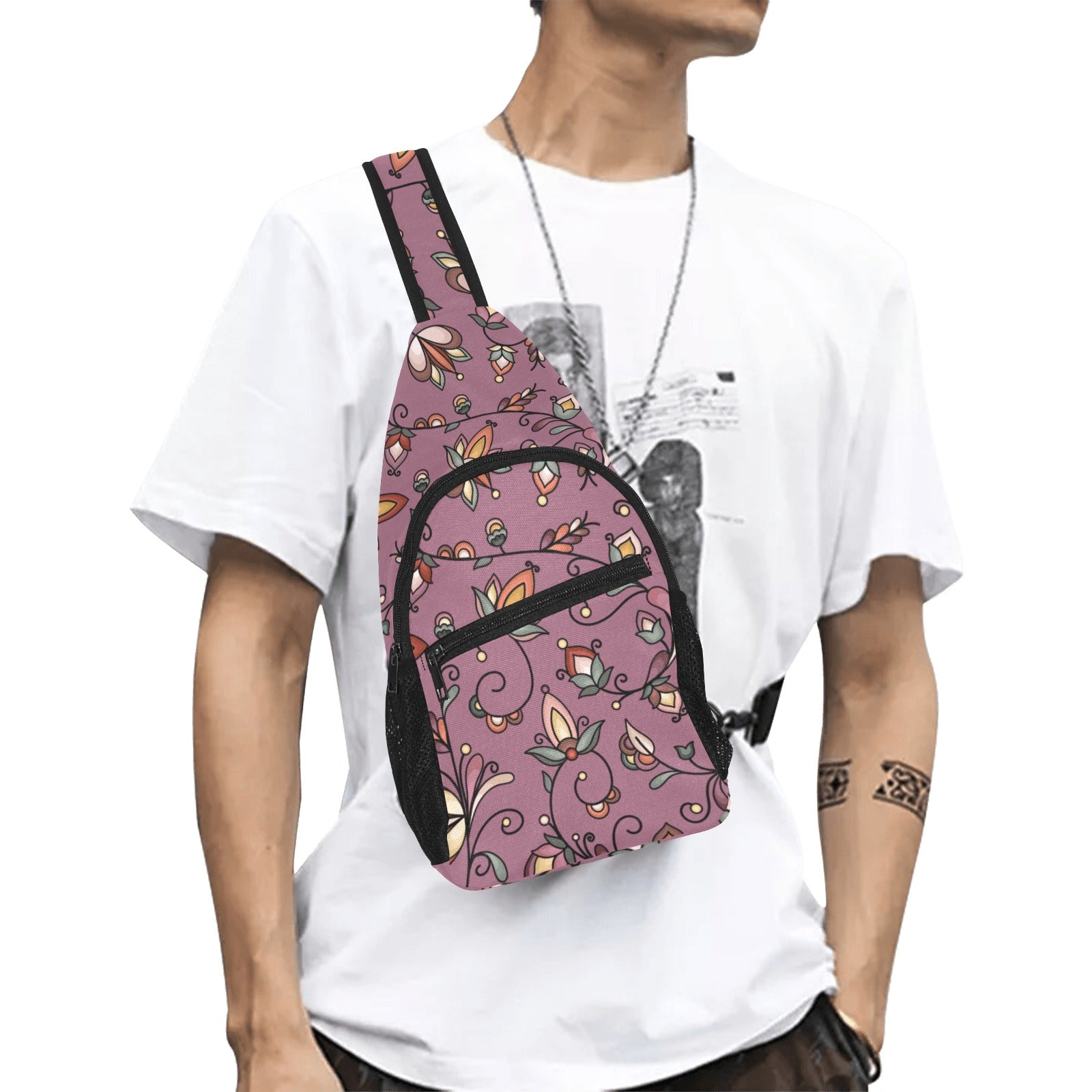 Burnt Sky Petals Magenta Chest Bag