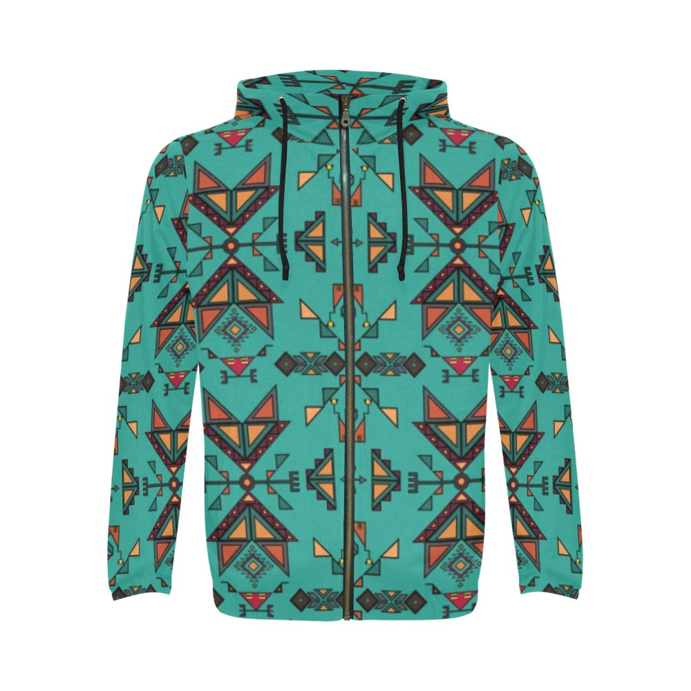 Arrow dawn Turquoise Men's Zipper Hoodie