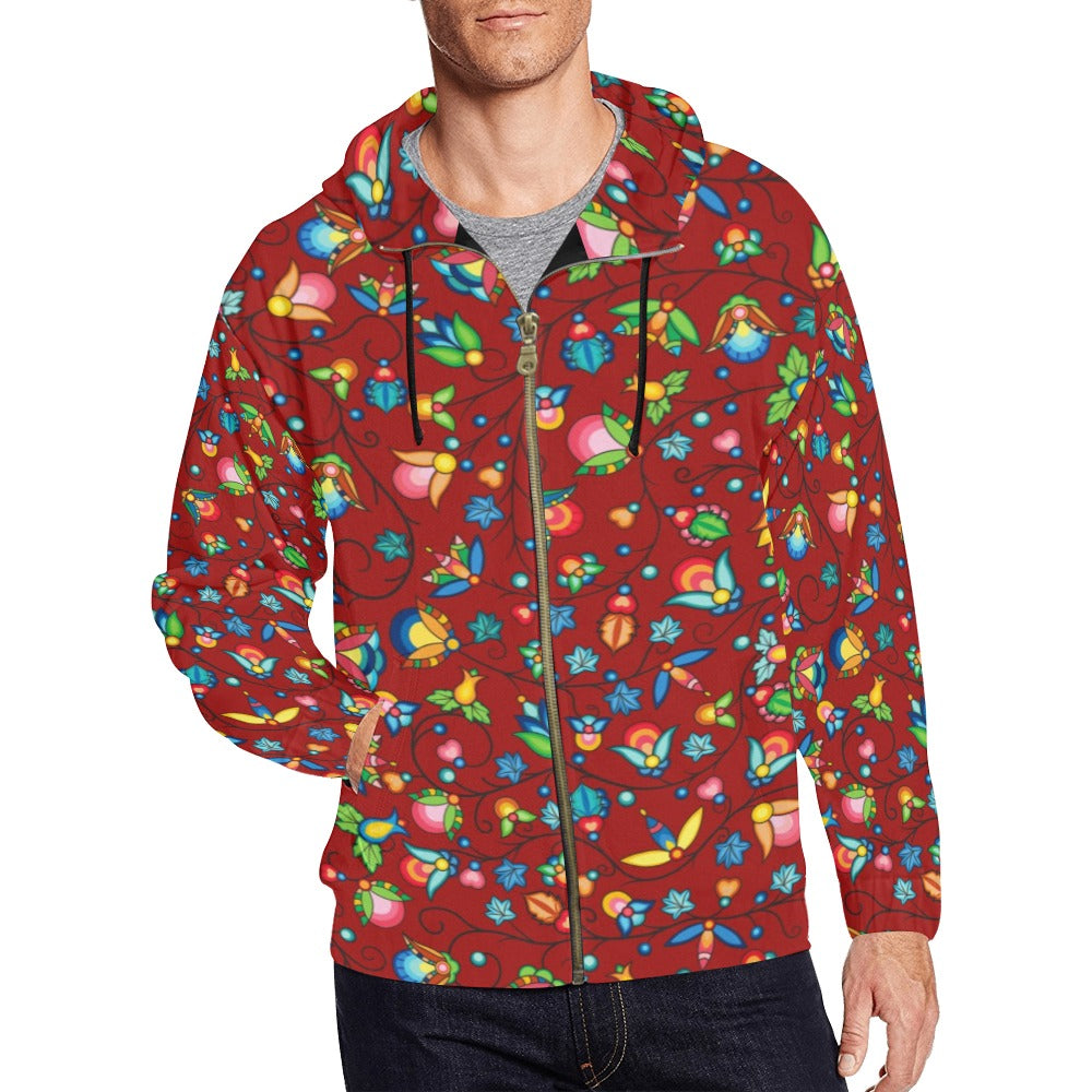 Prairie Plains Spirit Red Men's Zipper Hoodie