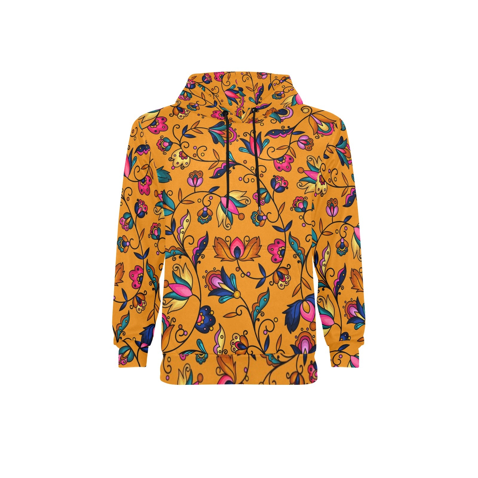 Copper Prairie Petals Orange Men's Long Sleeve Fleece Hoodie