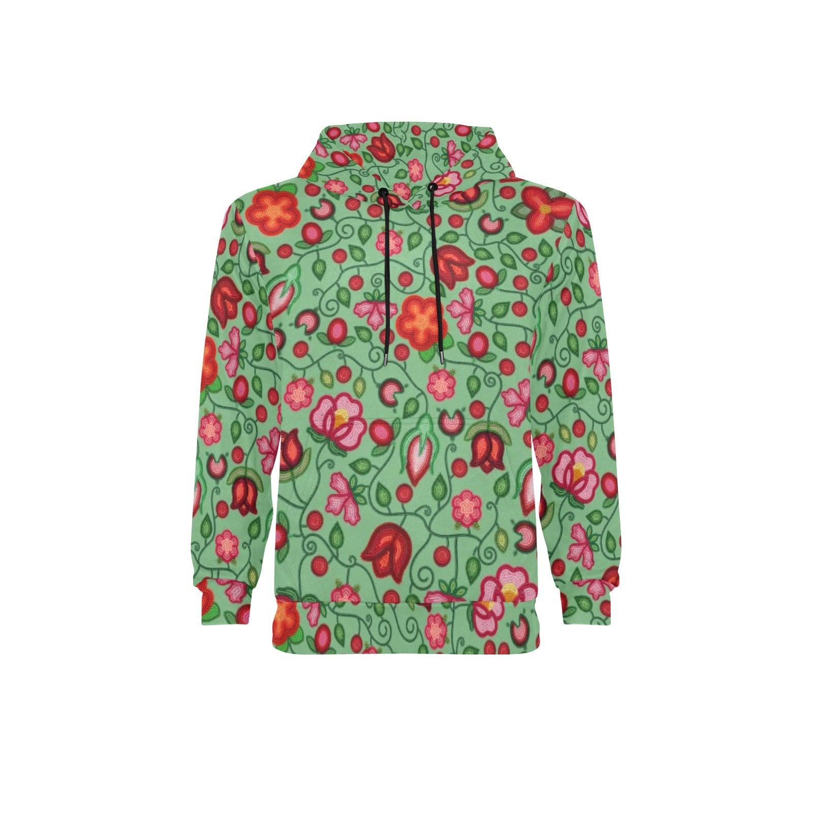 Rose Reverie Green Men's Long Sleeve Fleece Hoodie
