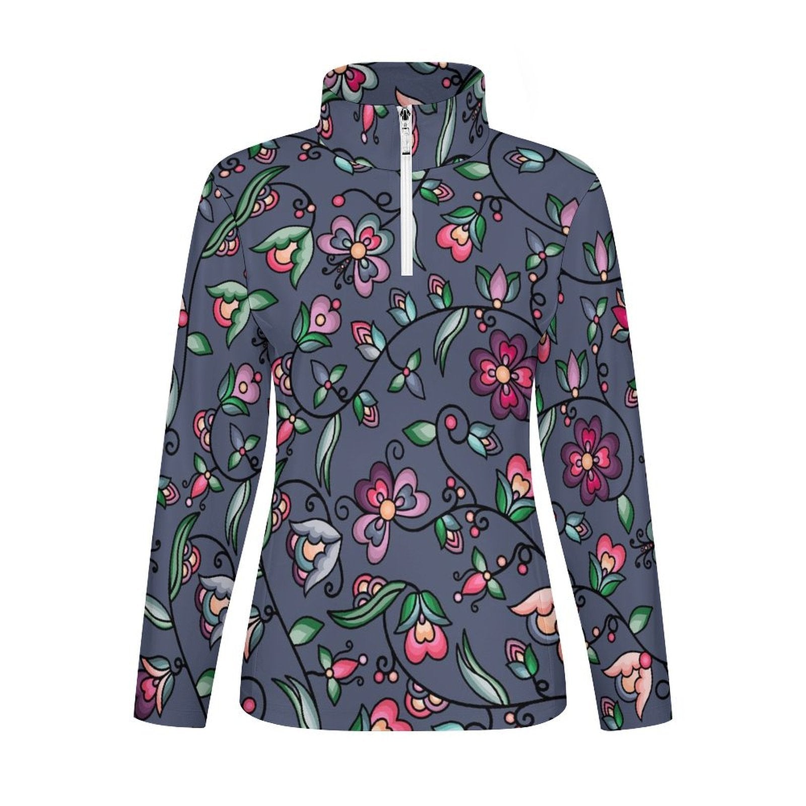 Amber Evening Garland Blue Long Sleeve Yoga Shirt
