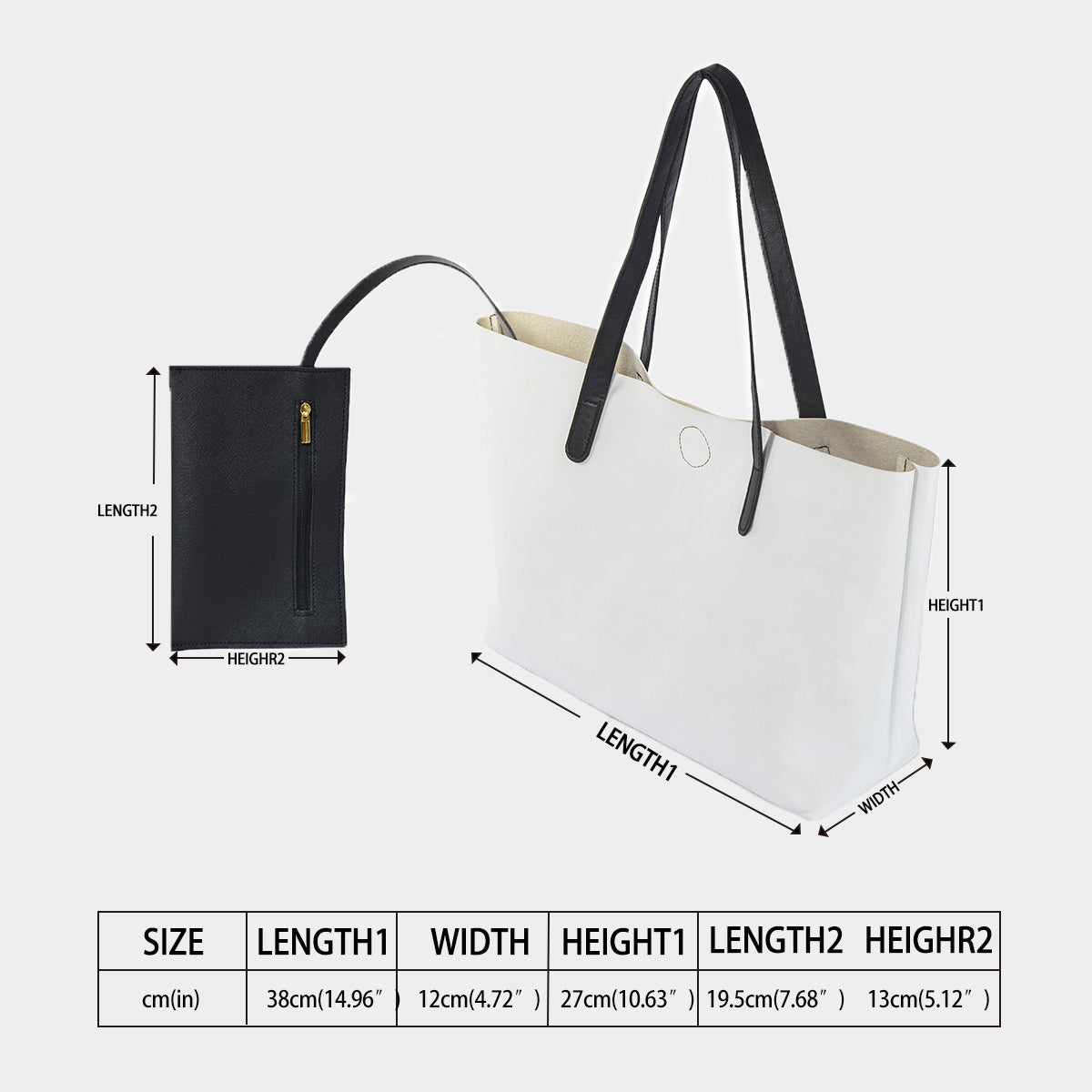 Nature's Nexus Black Shopping Tote Bag With Black Mini Purse