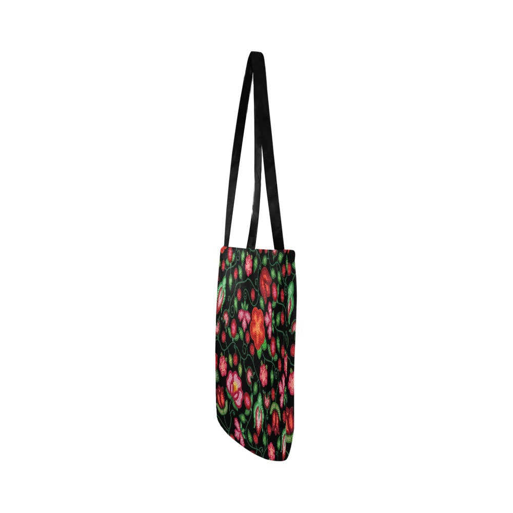 Rose Reverie Black Reusable Shopping Bag (Two sides)