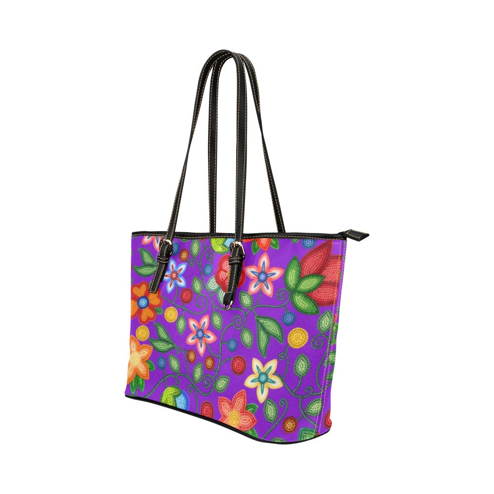 Morning Harmony Purple Leather Tote Bag/Large