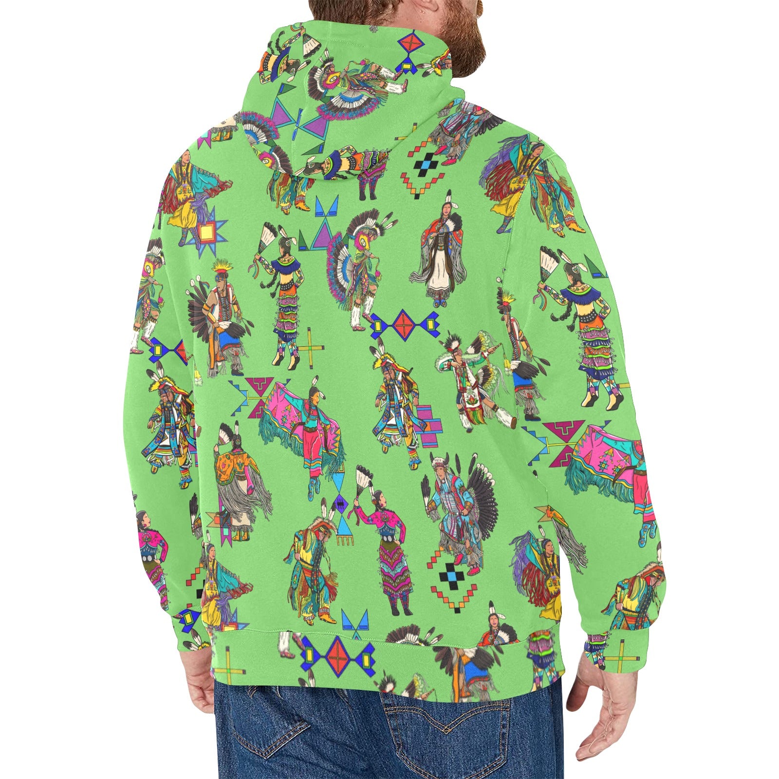 Grand Entry Dancers Grass Men's Long Sleeve Fleece Hoodie