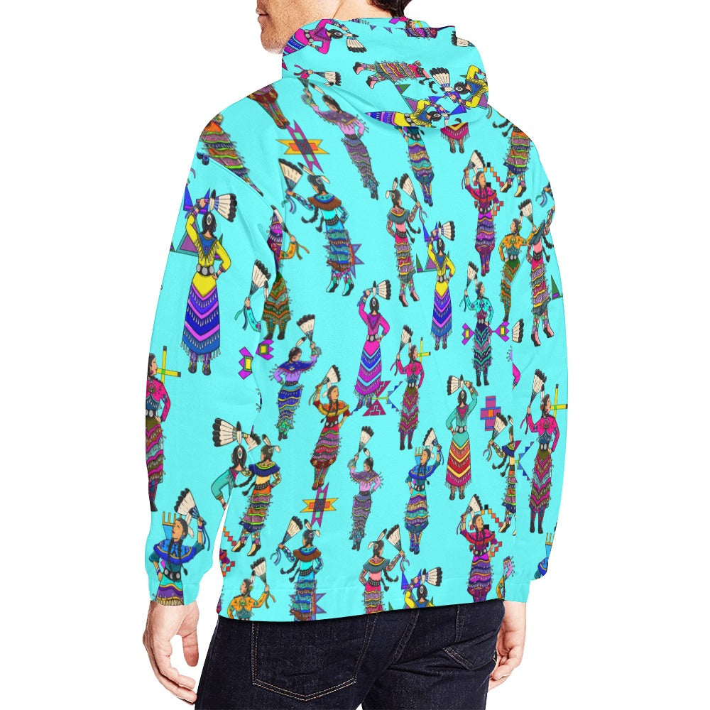Women's Jingle Dancers Turquoise Hoodie for Men (USA Size)