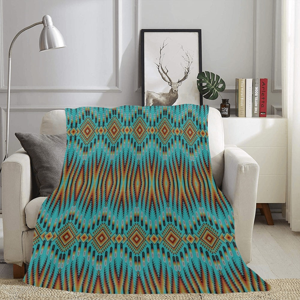 Fire Feather Turquoise Ultra-Soft Micro Fleece Blanket 60"x80"