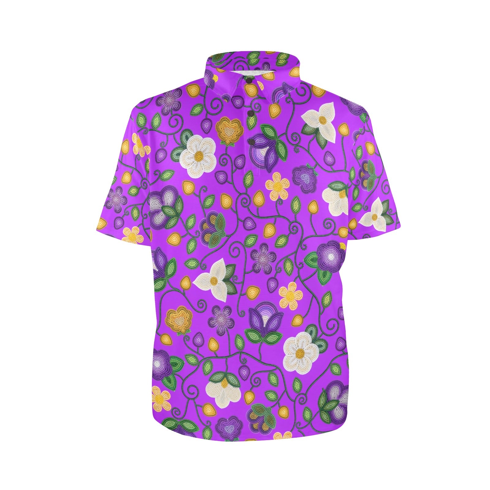 Midnight Moss Bloom Purple Polo Shirt