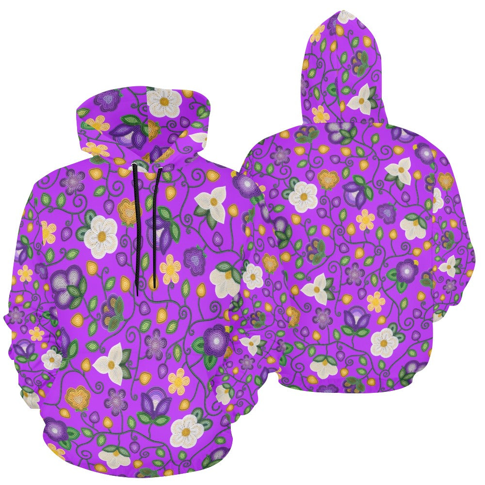 Midnight Moss Bloom Purple All Over Print Hoodie for Women (USA Size)