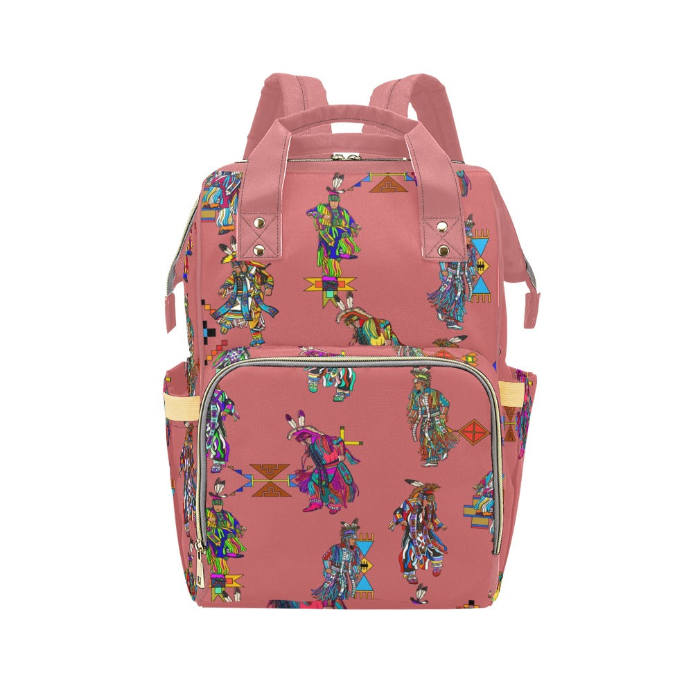 Men's Grass Dancers Terra Cotta Multi-Function Diaper Backpack/Diaper Bag