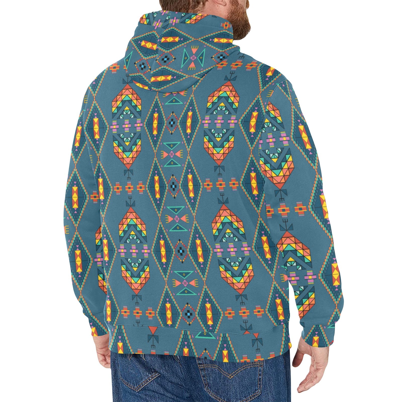 Travois Tipi Deep Lake Men's Long Sleeve Fleece Hoodie