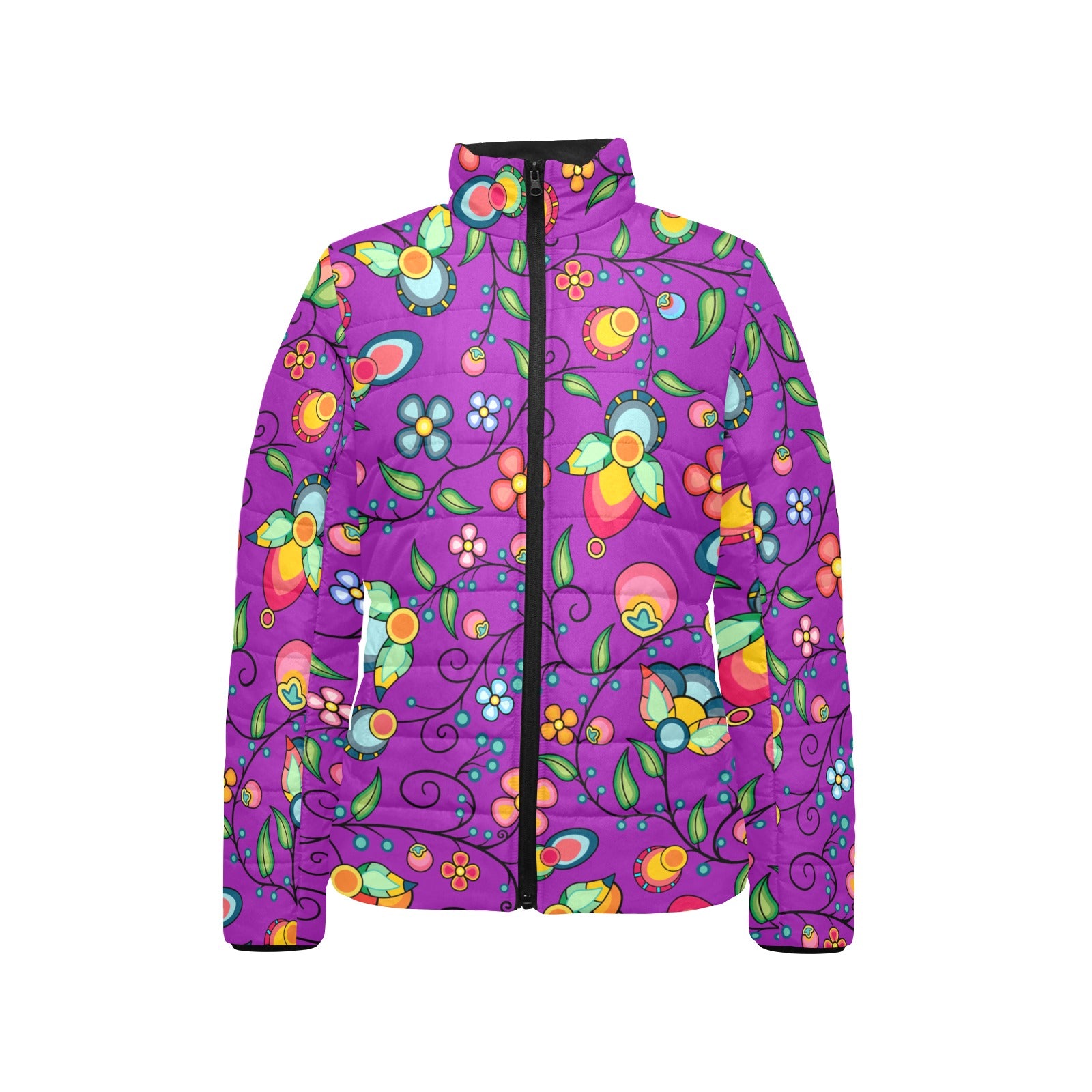 Floral Bounty Purple Women's Padded Jacket