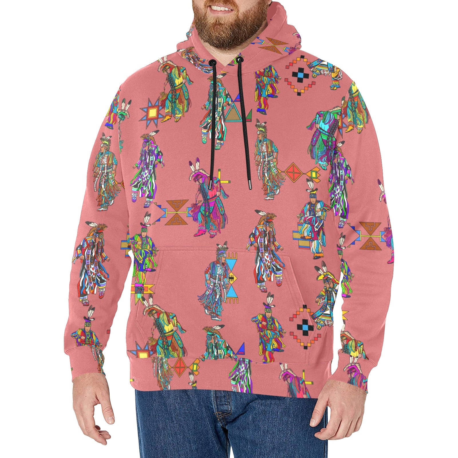 Men's Grass Dancers Terra Cotta Men's Long Sleeve Fleece Hoodie