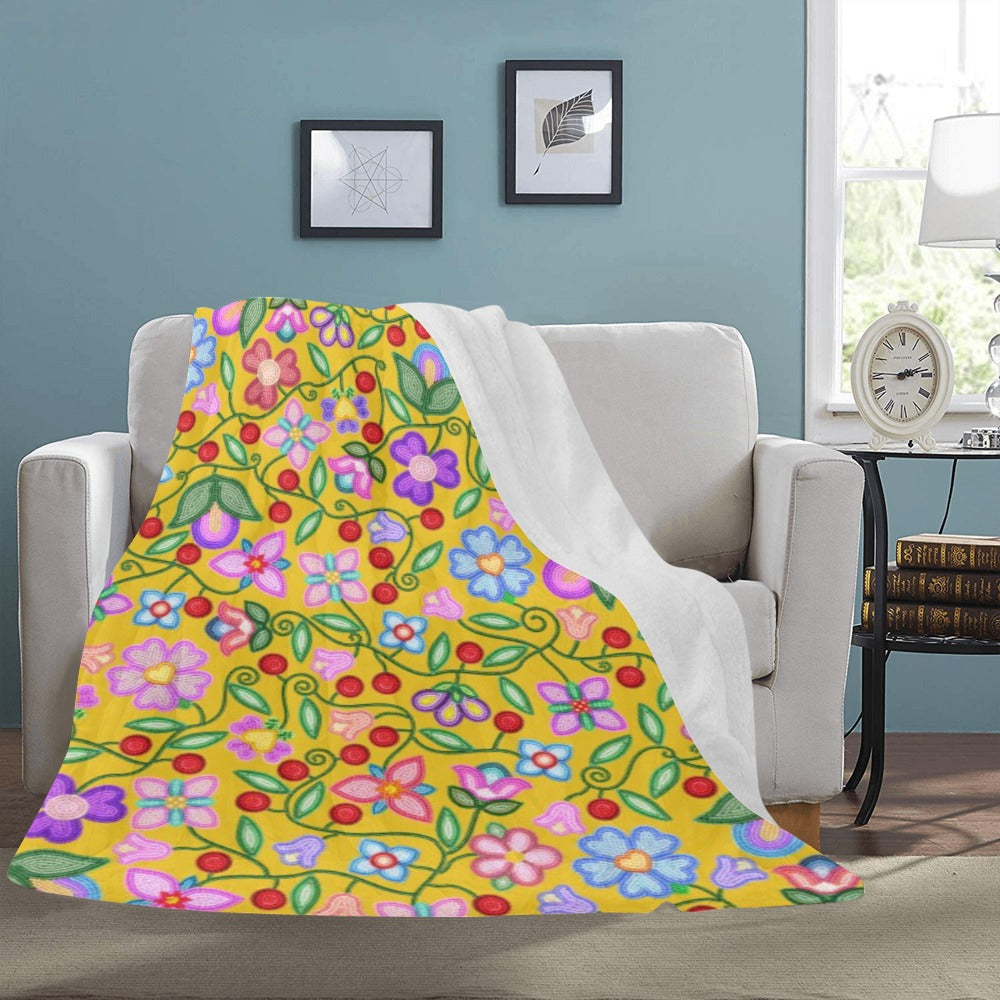 Petal Harmony Ochre Ultra-Soft Micro Fleece Blanket 60"x80"