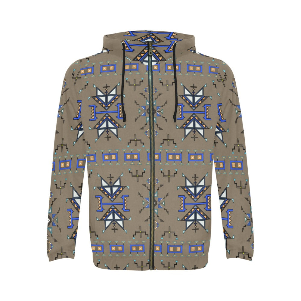 Eagle Strike Brown Men's Zipper Hoodie