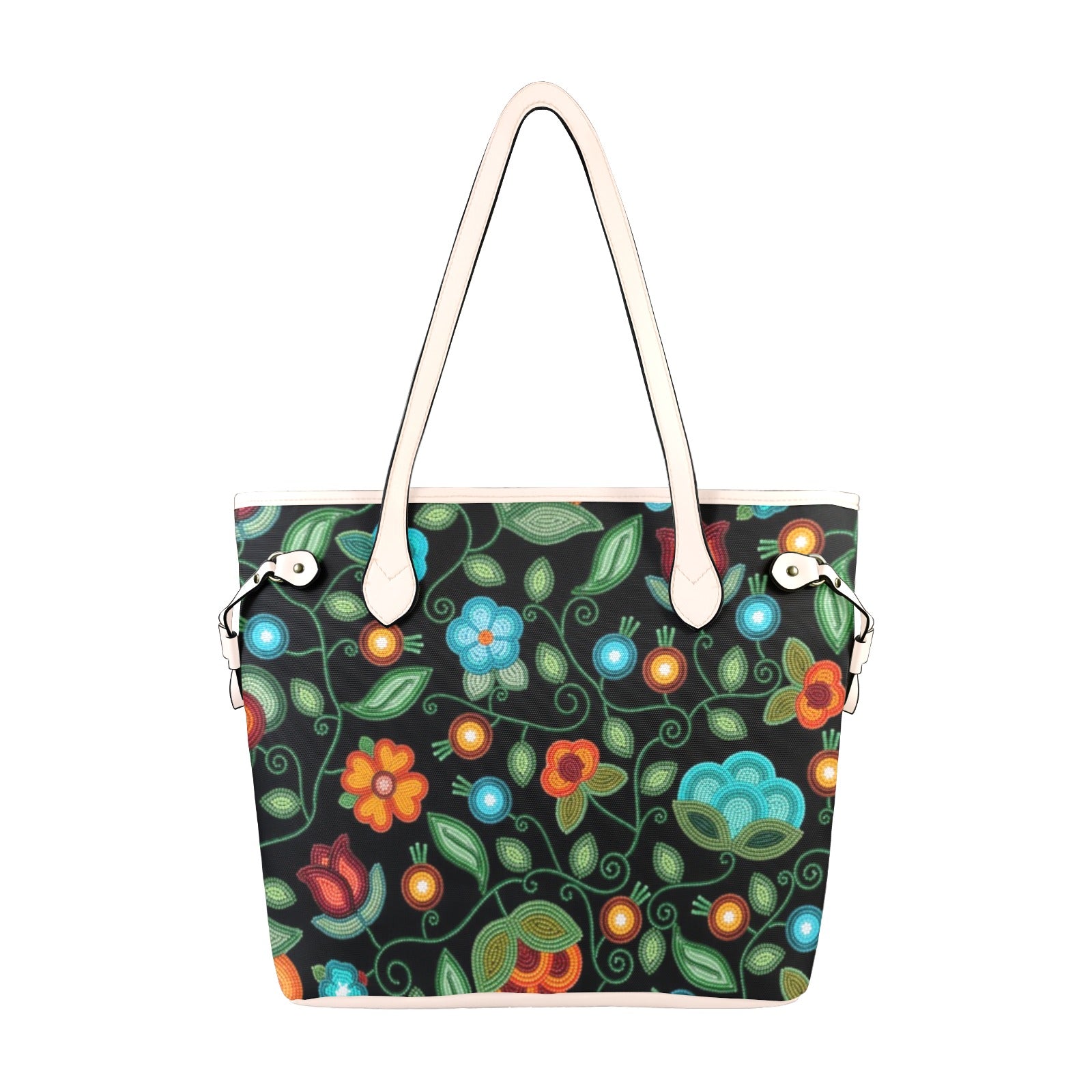 Prairie Fire Petals Black Clover Canvas Tote Bag