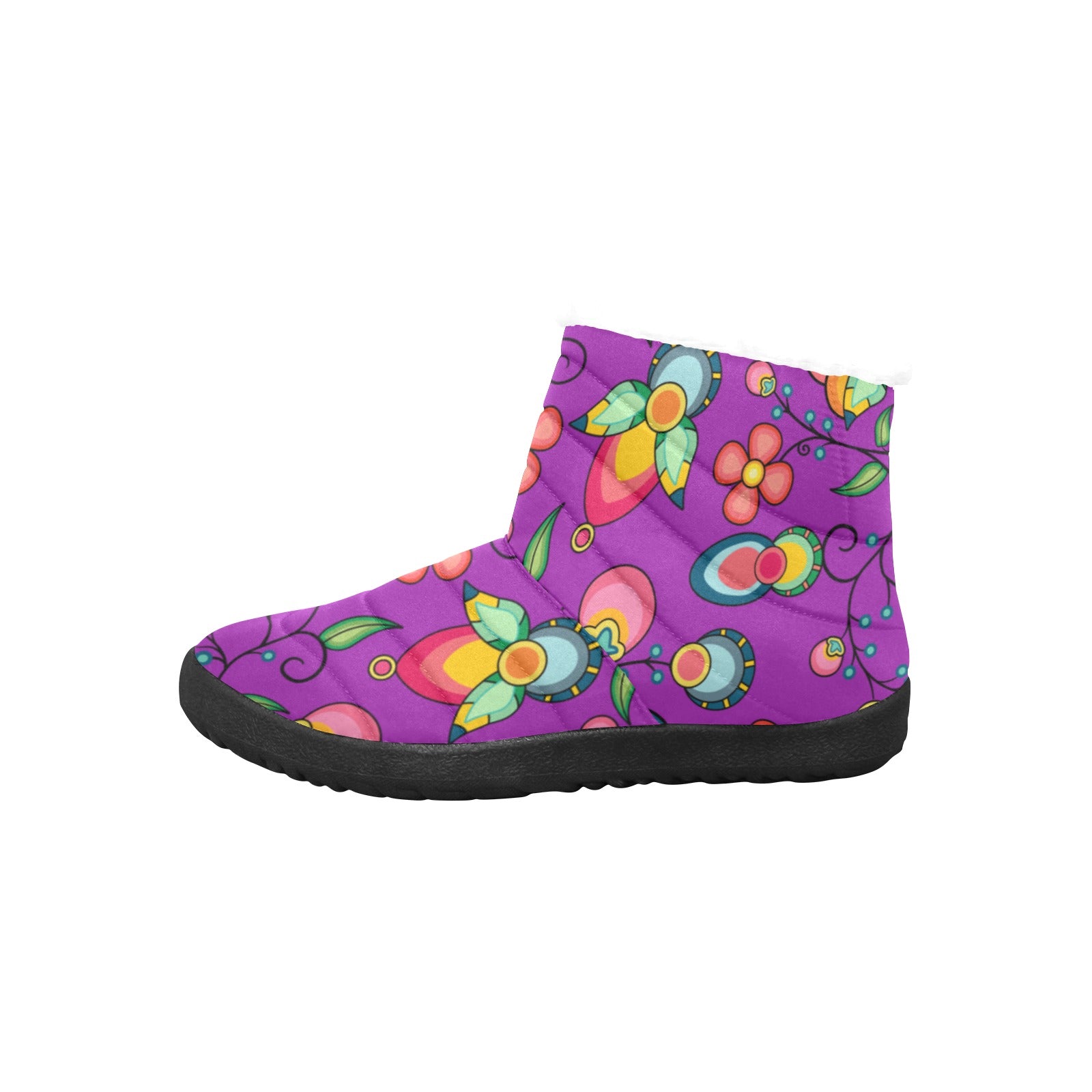 Floral Bounty Purple Women's Padded Winter Boot