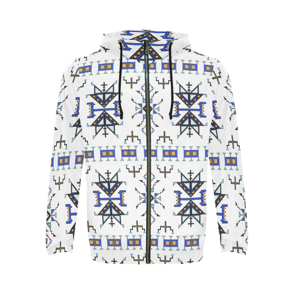 Eagle Strike White Men's Zipper Hoodie