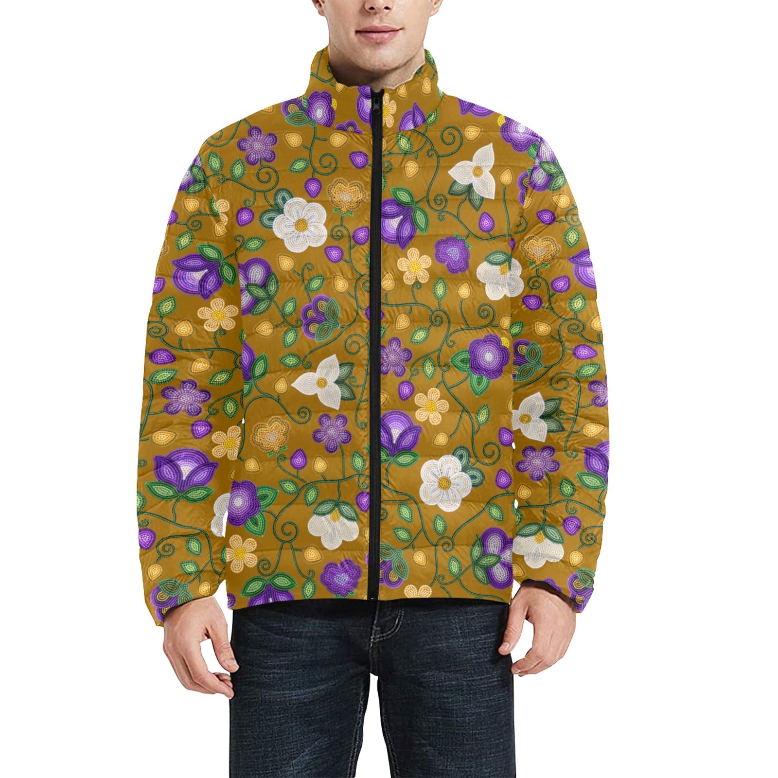 Midnight Moss Bloom Toffee Men's Padded Jacket