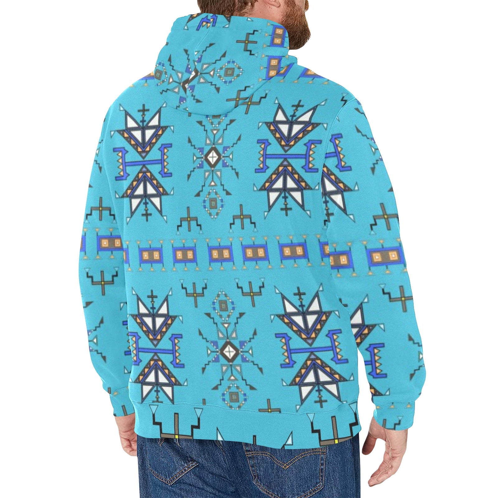 Eagle Strike Blue Men's Long Sleeve Fleece Hoodie