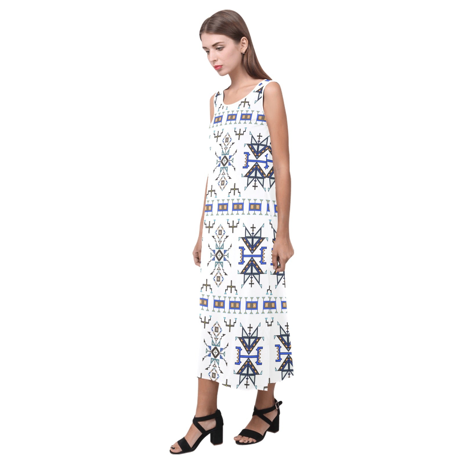 Eagle Strike White Phaedra Sleeveless Open Fork Long Dress