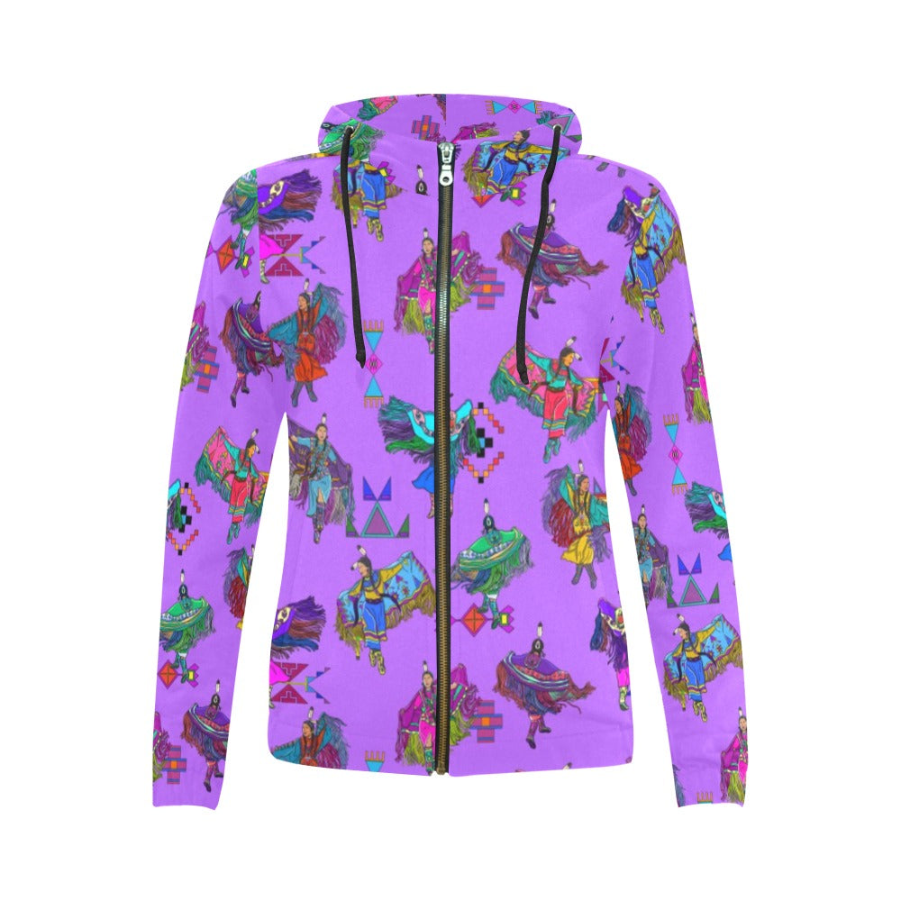 Women's Fancy Dancers Purple Full Zip Hoodie for Women